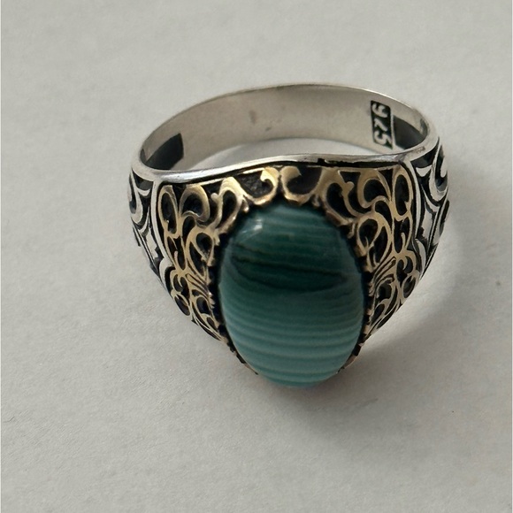 Unisex 925 Sterling silver ring blue stone Men